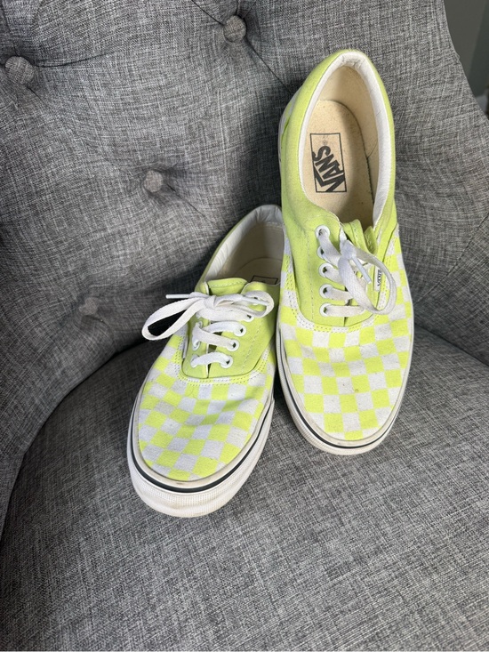 Vans Shoes - Vans Neon Green and White Checkerboard Low-Top Sneakers